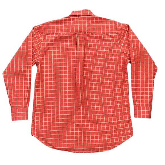 Scott Barber Mens Plaid Long Sleeve Orange Cotton Casual Button‎ Down Shirt L - Picture 11 of 11